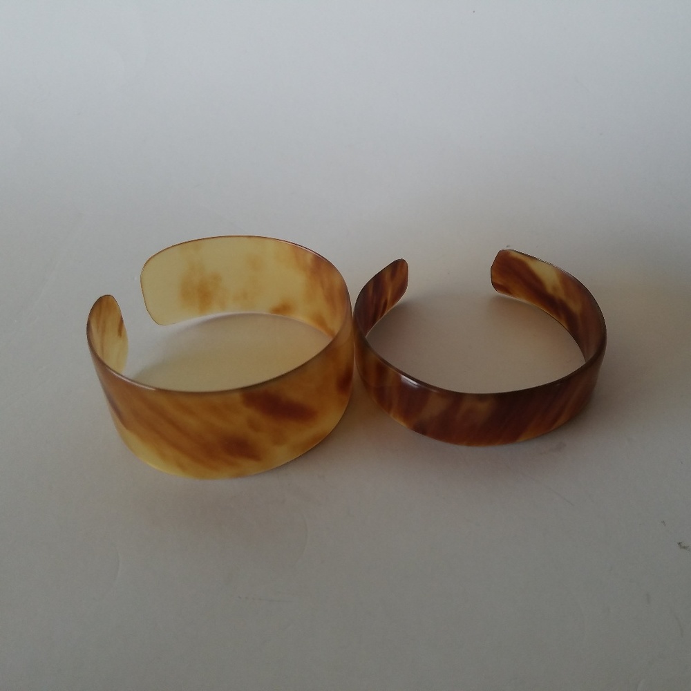 VINTAGE FAUX TORTOISE SHELL CUFF BRACELET CHOOSE Y - Picture 2 of 5
